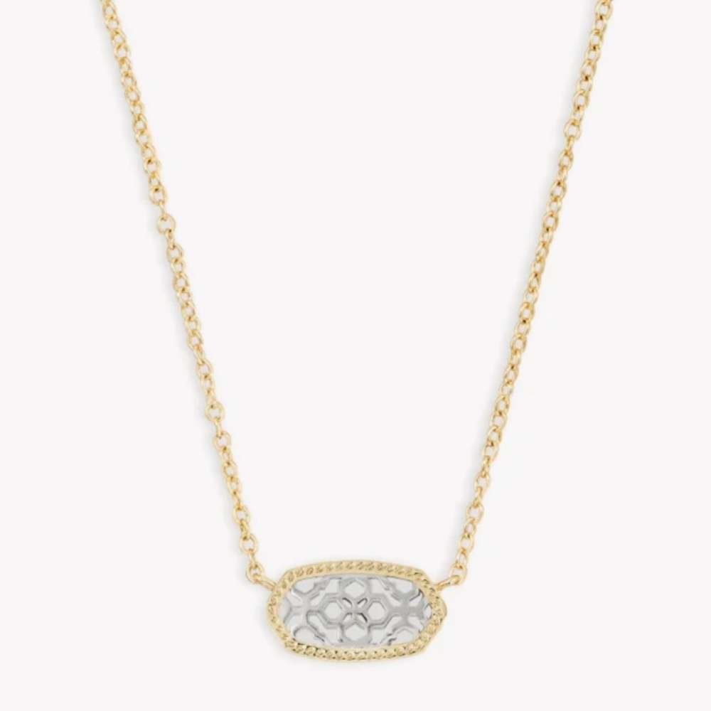 KENDRA SCOTT GOLD ELISA PENDANT NECKLACE IN SILVET FILIGREE